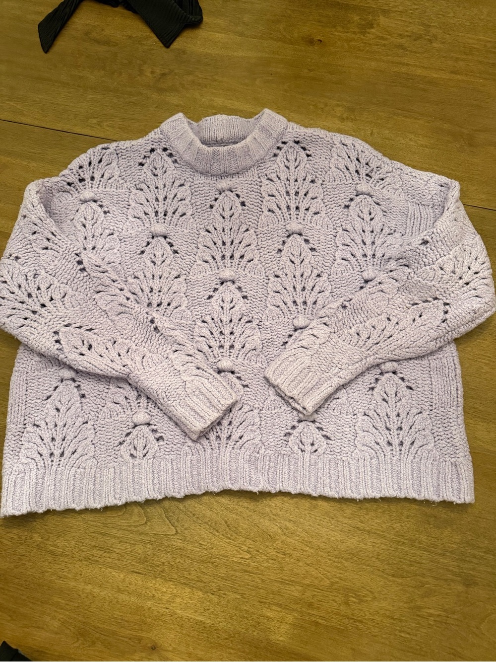 aerie Lavender Openwork Turtleneck Sweater